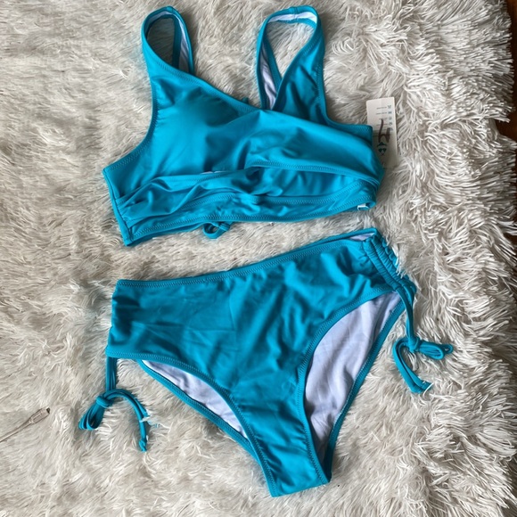 New Women's High Waisted Bikini Twist Front Tie Back 2 Piece Swimsuits - Picture 12 of 12